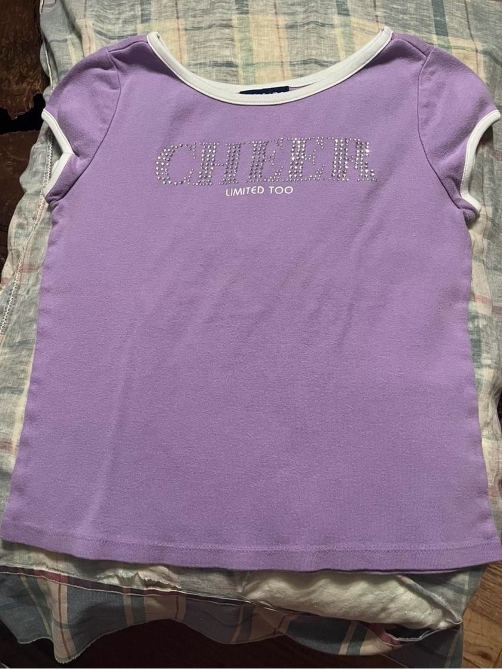 Limited Too Lavender Short Sleeve Tee with Rhinestone 'CHEER'